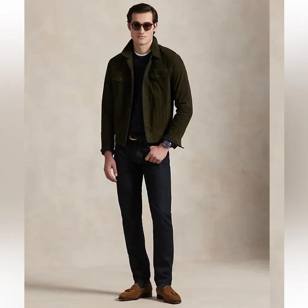 Ralph Lauren Mesh-Knit Cotton Crewneck Sweater in Navy Heather